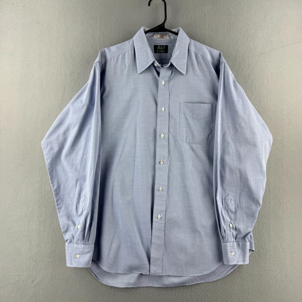 Vintage Gitman Bros Shirt Mens 15.5 /35 Blue Cotton OCBD Long Sleeve Made in USA